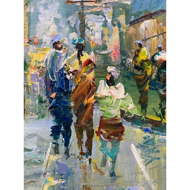 20th Century Cityscape W/ Figures & Flags by Sebastian For Sale - Image 9 of 13