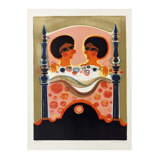 1960s Two Ladies Colour Lithograph by Frederic Menguy For Sale - Image 5 of 5