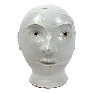 Vintage Danish Artist Ceramic Head, 1980s For Sale