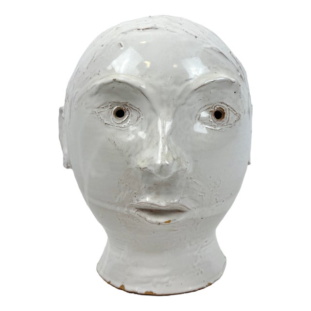 Vintage Danish Artist Ceramic Head, 1980s For Sale