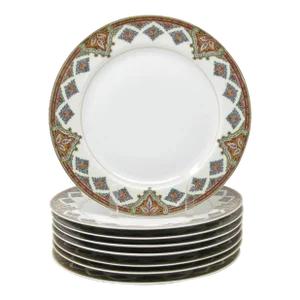 Antique Haviland Limoges France Cashmere Porcelain Dinner Plates With Gold Trim - 8 Pieces