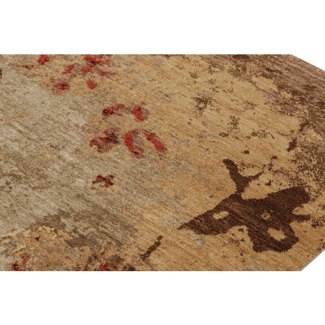 Textile Rug & Kilim’s Contemporary Impressionist Rug in Brown With Red Floral Patterns For Sale - Image 7 of 8