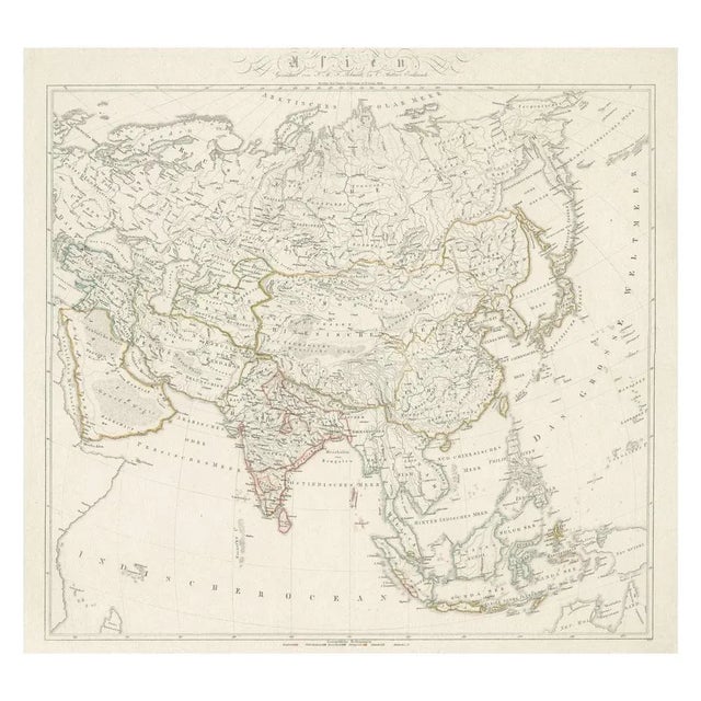 Antique map titled 'Asien'. Original old map of Asia. Published in Berlin by Simon Schropp et Comp, 1819. "1819 Antique...