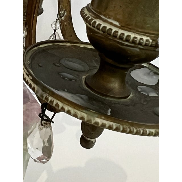 Antique French Brass Amethyst Grandiole Candle Holders a Pair For Sale - Image 11 of 12