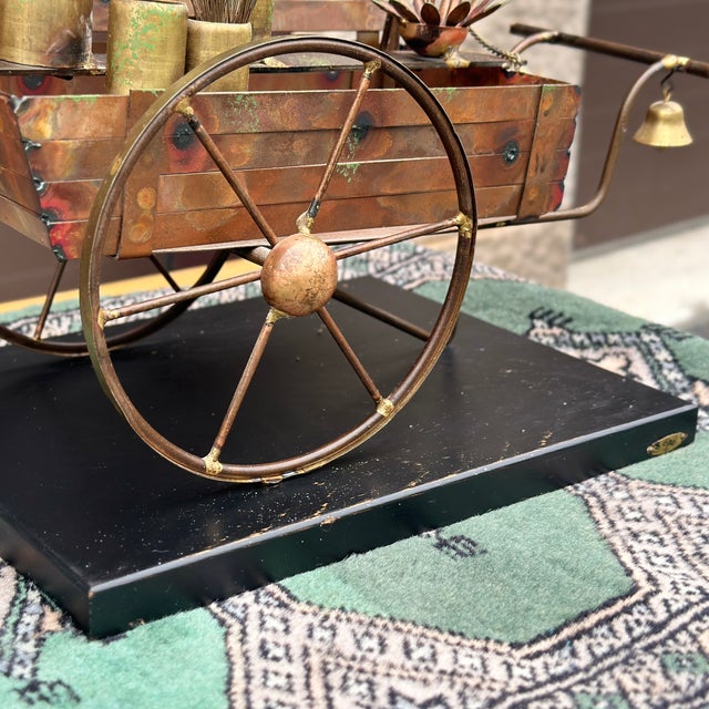Mid 20th Century Signed Curtis Jere 3-D Brass Copper Flower Cart Sculpture Circa 1960's For Sale - Image 5 of 12