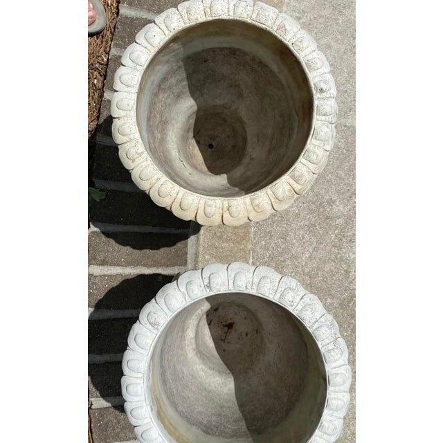 Vintage Pair of Neoclassical Cast Stone Bacchanalian Garden Urns For Sale - Image 4 of 12
