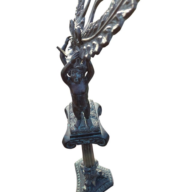 1990s Maitland Smith Bronze Neo Classical Sheet Music Stand Cherubs Statue Sculpture For Sale - Image 11 of 14