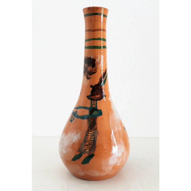 Gorgeous and rare, unique ceramic vase hand painted and signed with g.r. By artist from italian ceramic studio orobico...