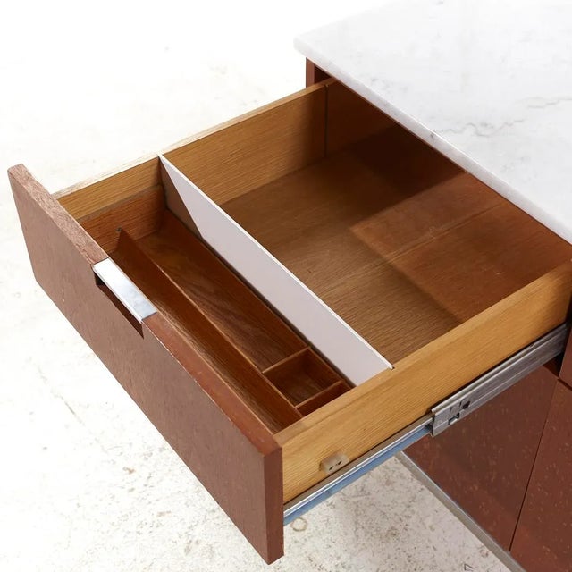Knoll Style Mid Century Walnut and Marble Top File Credenza For Sale In Chicago - Image 6 of 8