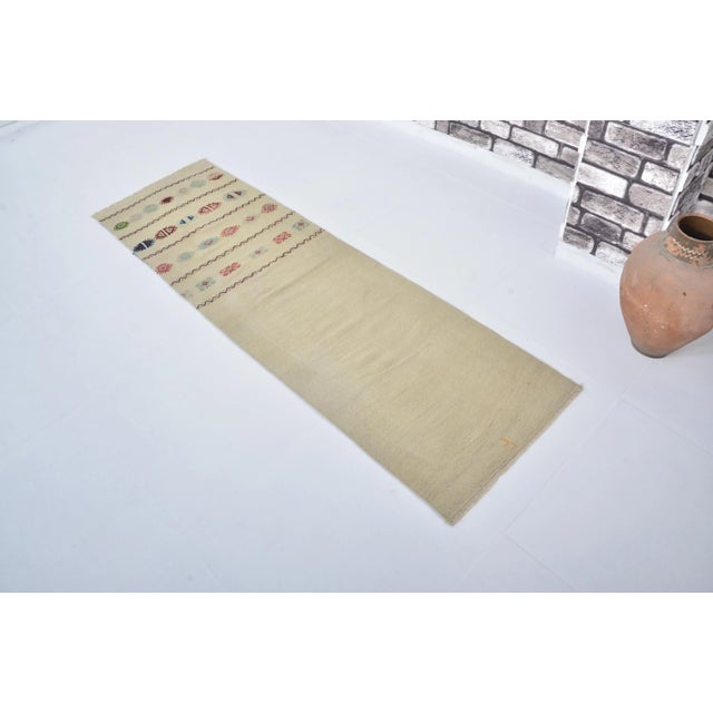 Textile 1960s Soft Pastel Handmade Bohemian Decor Hemp Runner For Sale - Image 7 of 11