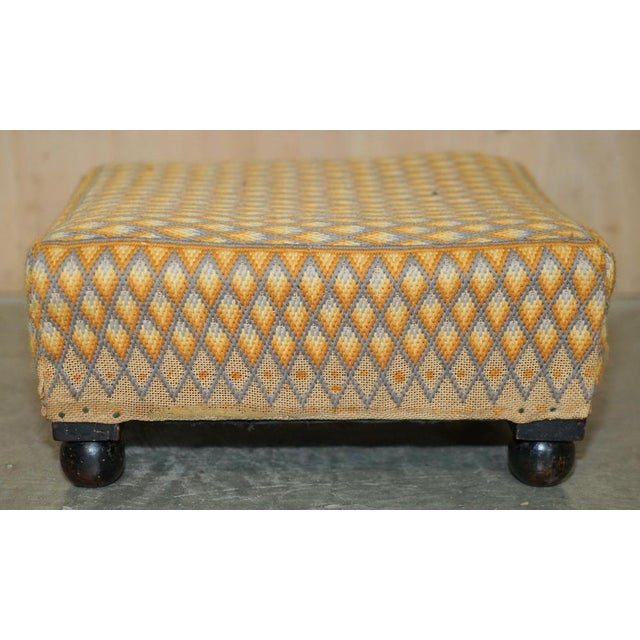 Small Georgian English Country House Footstool with Embroidered Top Bun Feet, 1800s For Sale - Image 17 of 18