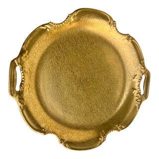 1930s Round Gold Porcelain Tray by Pickard For Sale