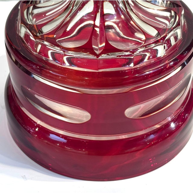 Monumental Bohemian Ruby Cut to Clear Crystal Flower Form Vase, Circa 1880 For Sale - Image 14 of 15