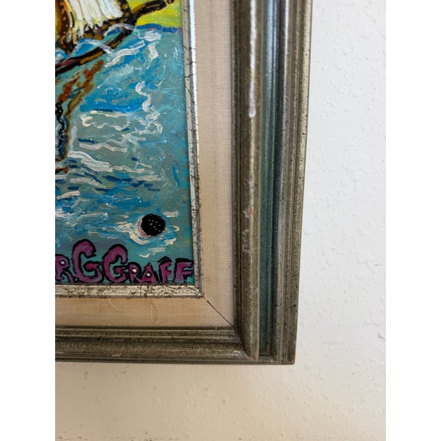 Blue Pirate Ship of Destiny by Serg Graff Acrylic Painting Framed Nautical Art, Coa For Sale - Image 8 of 10