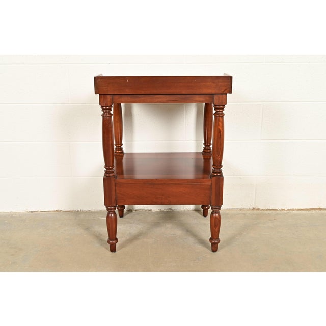 Davis Cabinet Co. American Colonial Carved Solid Cherry Wood Nightstand, Circa 1960s For Sale - Image 13 of 14
