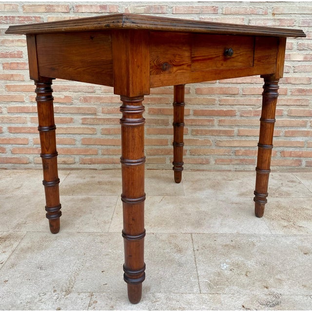 Early 20th Century French Oak Worktable with One Drawer, 1920s For Sale - Image 4 of 18