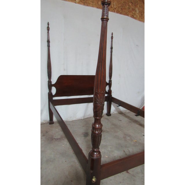 Drexel 1980s Drexel Queen Size Poster Rice Bed Mahogany Eighteenth Century For Sale - Image 4 of 9