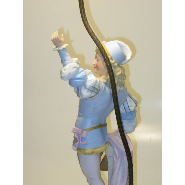 1900s Table Lamp Gilded Dresden Porcelain Figurine Masquerade Ball Renaissance For Sale - Image 11 of 17