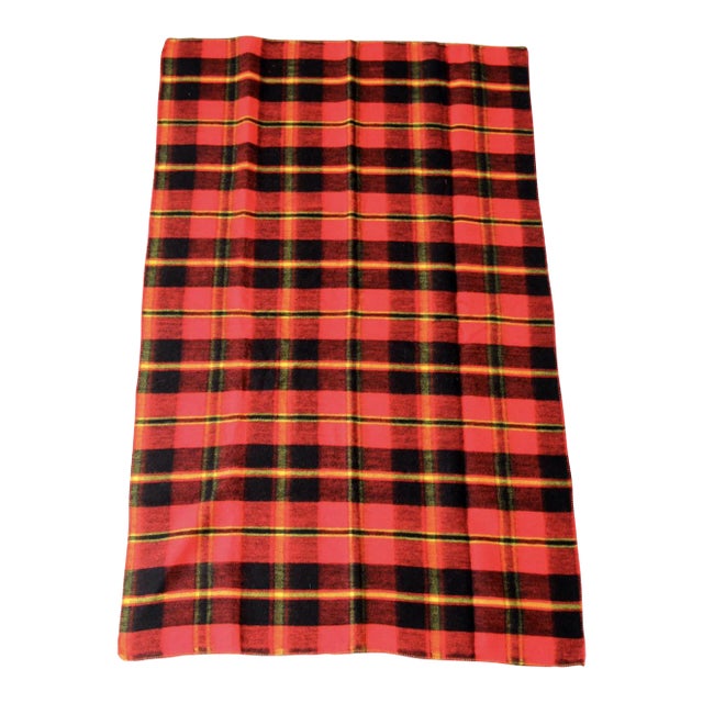 Vintage Plaid Woolen Blanket For Sale