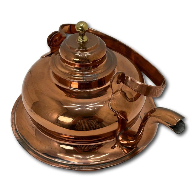 Copper Beautifully Hand Made Large Antique American Heavy Solid Copper & Brass Tea Kettle Circa Late 19th Century For Sale - Image 8 of 12