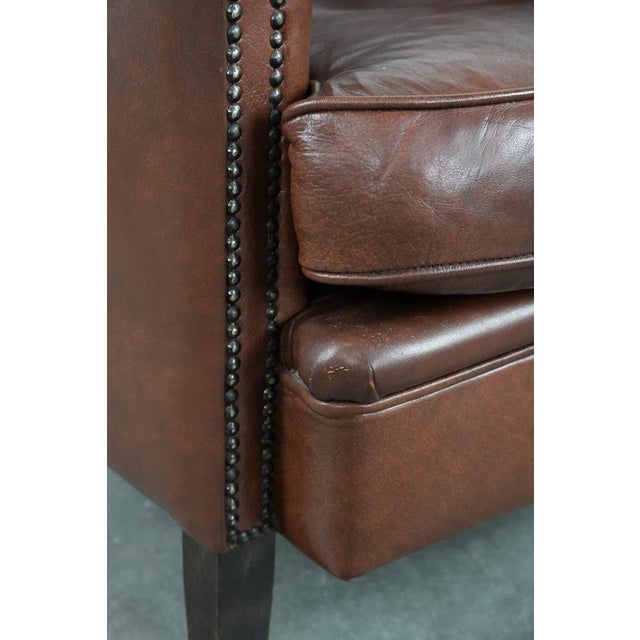 Club Chair in Cognac-Colored Cowhide Leather For Sale - Image 12 of 13