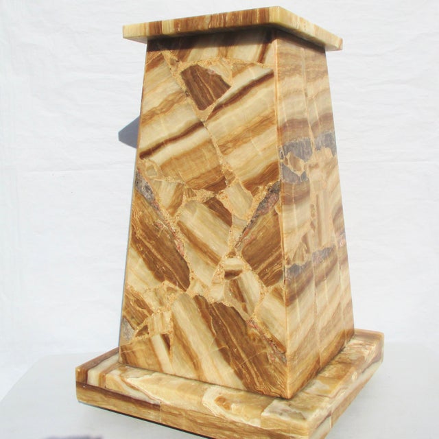 Stone Illuminated Moble Pedestal Marble and Onyx For Sale - Image 7 of 12