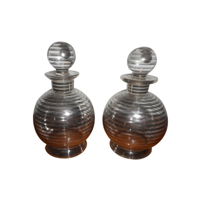 Sterling Silver Overlay Perfume Bottles - Pair For Sale