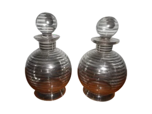 Sterling Silver Overlay Perfume Bottles - Pair