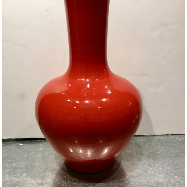 Fine hand thrown persimmon glaze Chinese porcelain lamp, hand thrown on potters wheel. Please note, there is not a pattern...