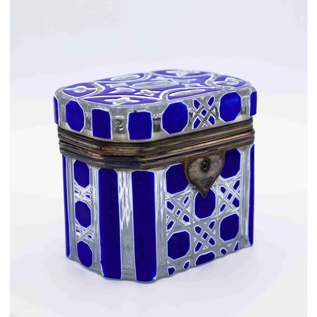 Bohemian Crystal Box and Perfume Bottle in Overlay Glass, Set of 2 For Sale - Image 9 of 11