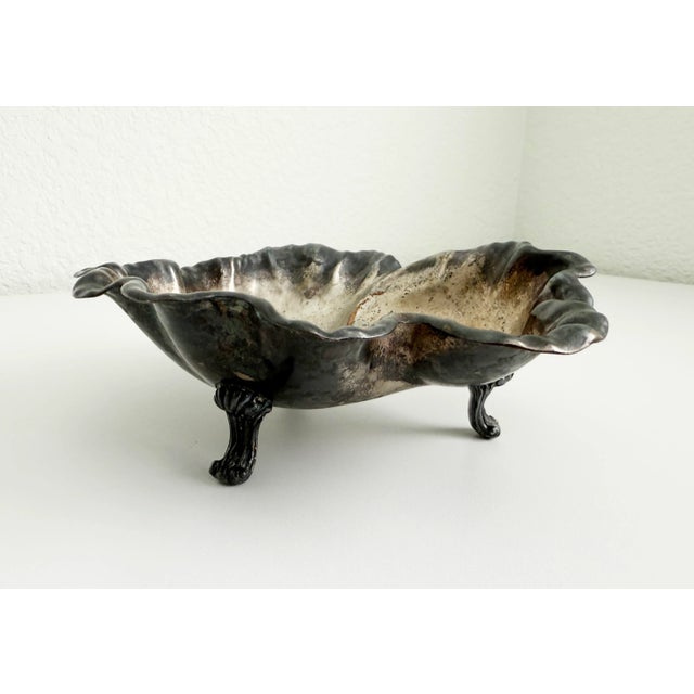 Rustic European Vintage Silverplate Nautilus Footed Bowl For Sale - Image 3 of 8