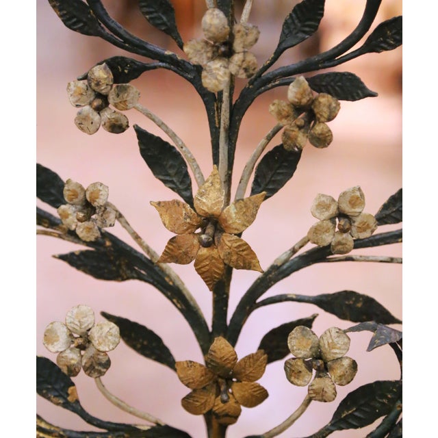 Gold Pair of Mid-Century Italian Giltwood and Wrought Iron Pricket Candle Holders For Sale - Image 8 of 10