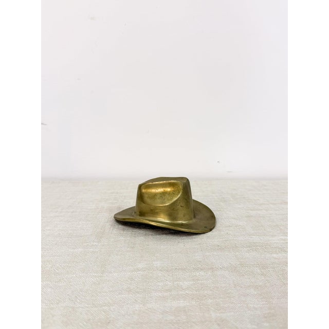 Mid-Century Modern Vintage Brass Cowboy Hat Ashtray Western Decor Collectible MCM Home Decor For Sale - Image 3 of 6