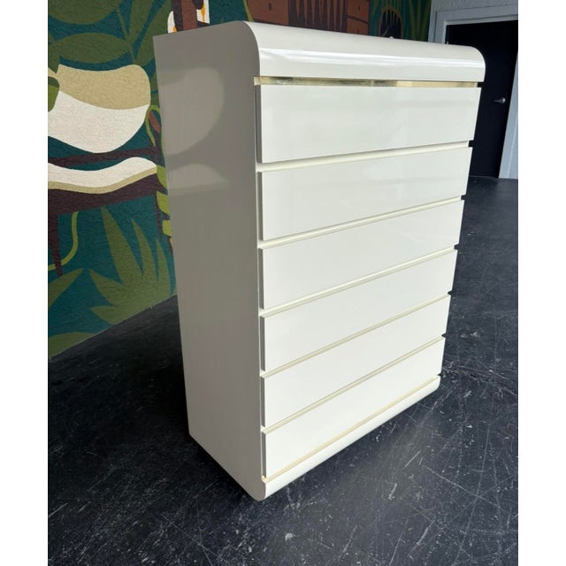 Cream Postmod Cream & Gold Tallboy For Sale - Image 8 of 11