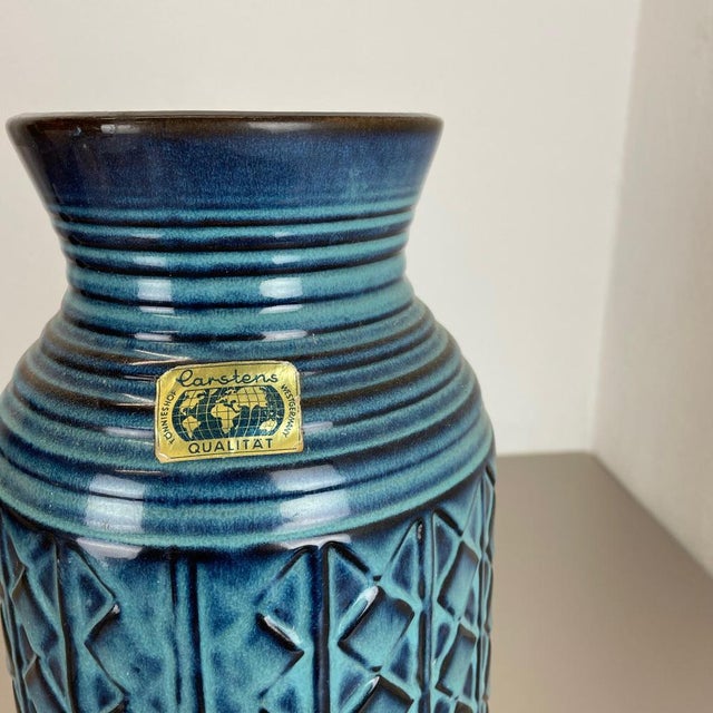 Blue Large Brutalist Fat Lava Ceramic Vase from Carstens Tönnieshof, Germany, 1970s For Sale - Image 8 of 18