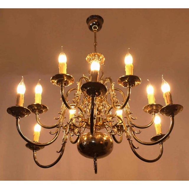 Large Gilt 2-Tier Chandelier with Fish For Sale - Image 4 of 6