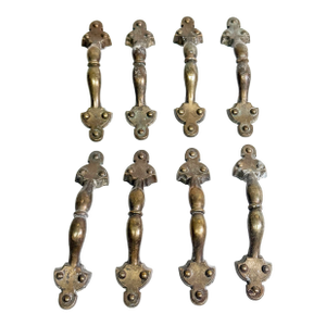 Vintage 1970s National Lock Brass Cabinet Handles - Set of 8