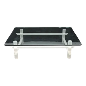 Les Prismatiques Signed Frosted Lucite & Plate Glass Coffee Table