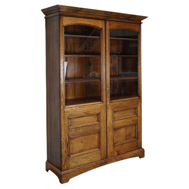 Antique English Oak Bookcase, 1870s For Sale