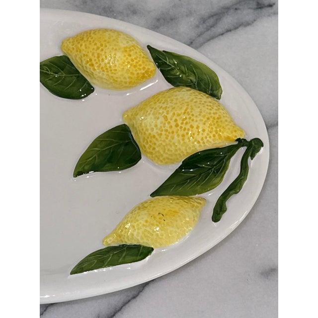Mid 20th Century Italian Ceramic Platter With Embossed Lemons For Sale - Image 5 of 11