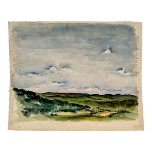 Henry Emil Salloch Original Watercolor on Paper Valley Landscape, 1940.