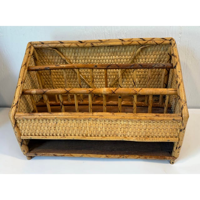 Vintage Bamboo and Rattan Letter Holder Desk Organizer For Sale In Dallas - Image 6 of 9