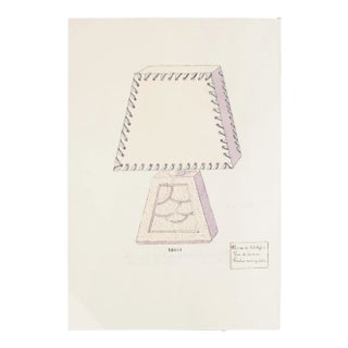 Unknown - Lamp - Original China ink and Watercolor - Late 19th Century For Sale