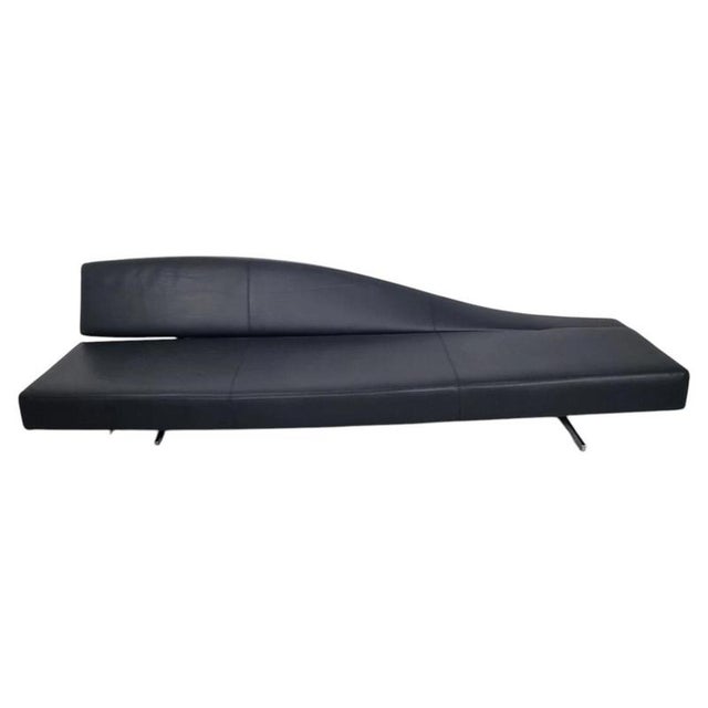Animal Skin Aspen Chaise Lounge in Dark Charcoal Leather by B&B Itjean-Marie Massaud for Cassina For Sale - Image 7 of 7