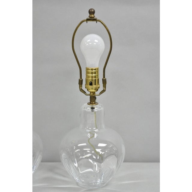 Modern Vintage Simon Pearce Shelburne Modern Handblown Glass Vase Small Table Lamp Pair For Sale - Image 3 of 11