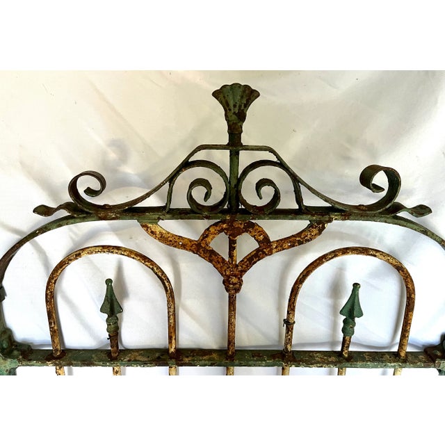 Green Early 1900s French Handcrafted Painted Iron Gate For Sale - Image 8 of 18
