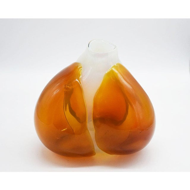 Claire Falklenstein for Salviati Murano sculpture vase Biennale 72. Extremely rare three-lobed sculpture vase in lattimo...