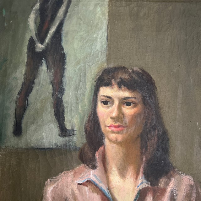 1940’s Ashcan School American social realism female portrait painting on canvas. Measures 23x28. Check out my shop Robins...