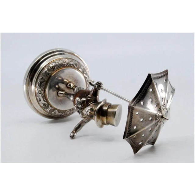 Silver Toothpick Holder with Wooden Body Figure For Sale - Image 6 of 11