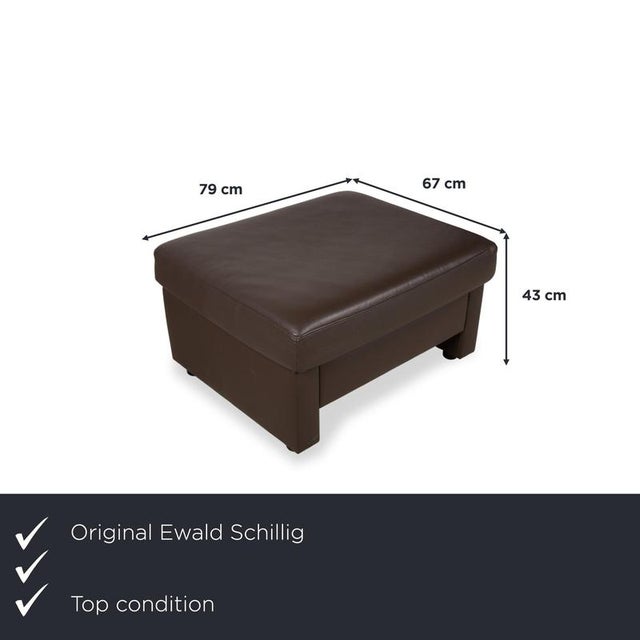 Animal Skin Concept Plus Leather Stool in Brown Grey Mocha Mud by Ewald Schillig For Sale - Image 7 of 7